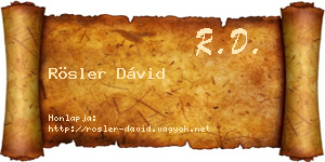 Rösler Dávid névjegykártya